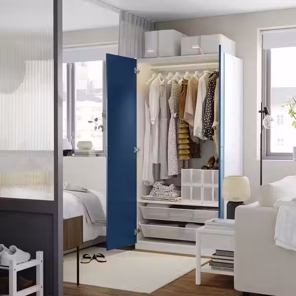 PAX / FYRUDDEN Гардероб, комбинация - белый/синий 100x60x201 см - фото 4