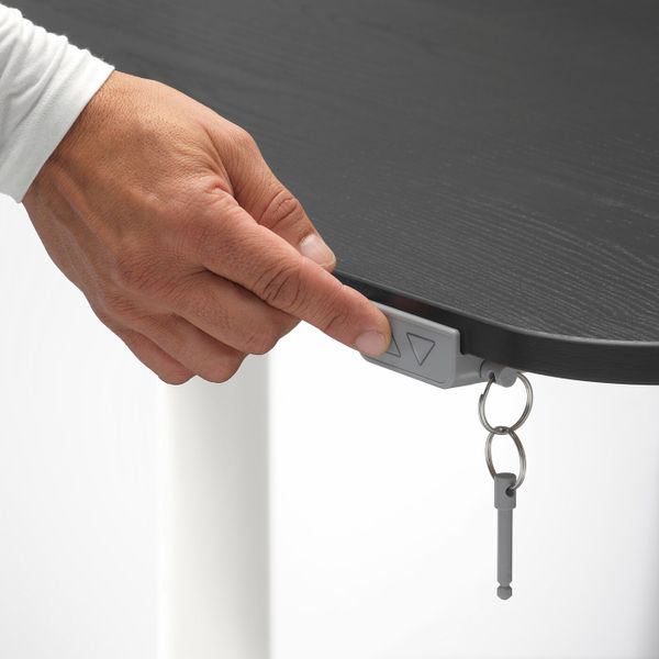 Угловой письменный стол лев/трансф, ясеневый шпон, черная морилка/белый 160x110 см IKEA BEKANT БЕКАНТ 792.822.90 - фото 4