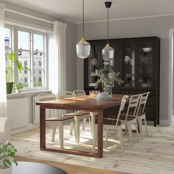 Стол и 6 стульев, дубовый шпон/бежевый акация 220x100 см IKEA MÖRBYLÅNGA МОРБИЛОНГА / NORRMANSÖ НОРРМАНСЁ 094.261.31 - фото 2