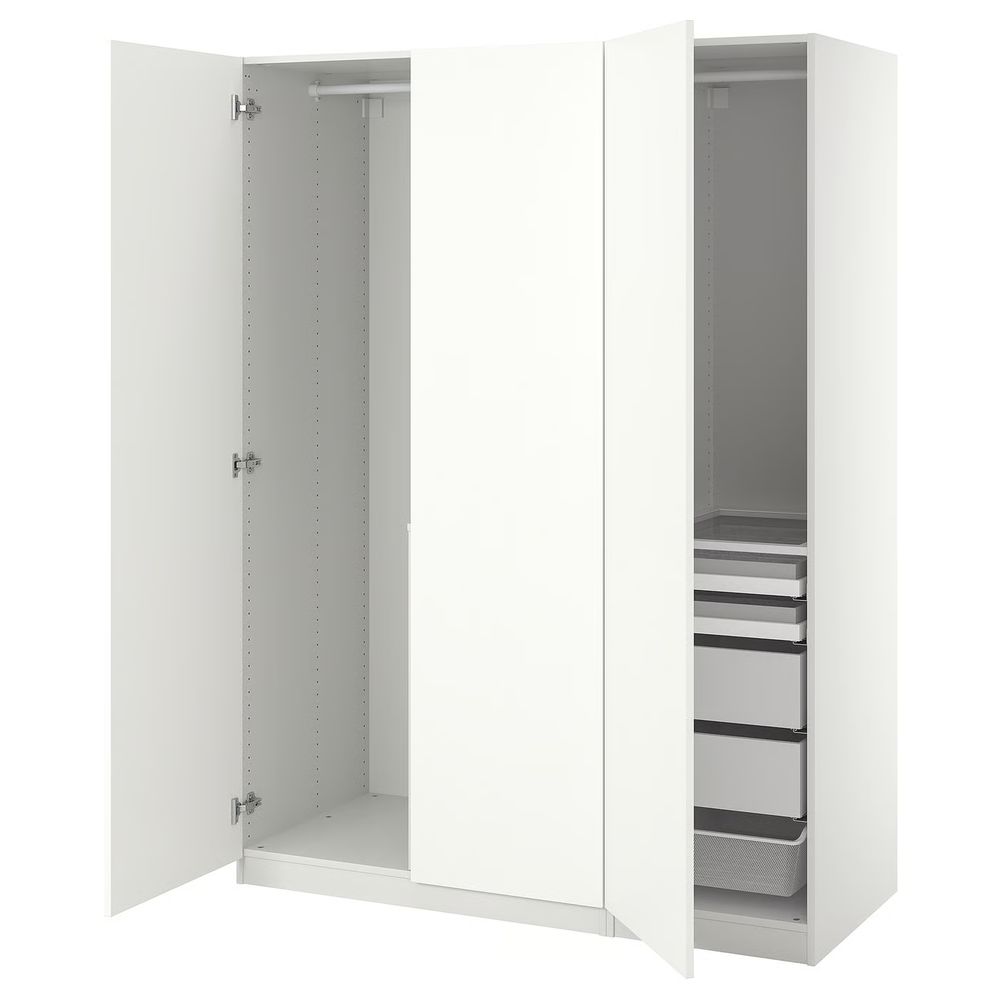 PAX / FORSAND Гардероб, комбинация - белый/белый 150x60x201 см - схема-чертеж с размерами