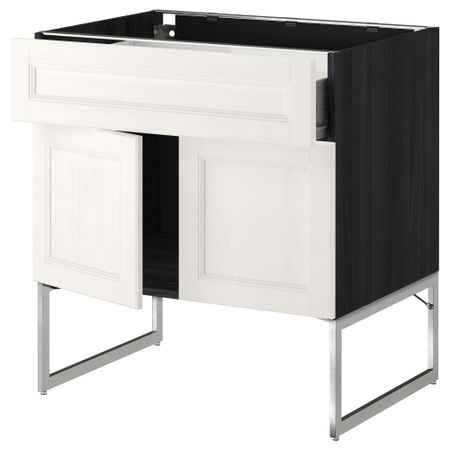Напольный шкаф, полки, ящик, 2 двери МЕТОД / ФОРВАРА, черный, Лаксарби белый
