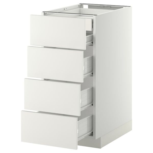 Напольный шкаф 4 фронтальных, 2 низких, 3 средних ящ, белый/Хэггеби белый 40x60 см IKEA МЕТОД / ФОРВАРА 992.619.65 - фото 1