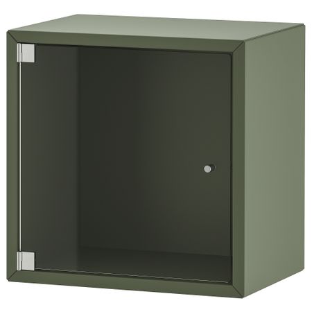 Навесной шкаф со стеклянной дверью, серо-зеленый, 35x25x35 см IKEA EKET ЭКЕТ 895.330.09