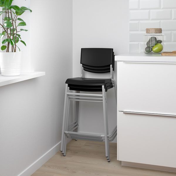 Стул барный, черный/серебристый 63 см IKEA STIG СТИГ 703.608.62 - фото 3