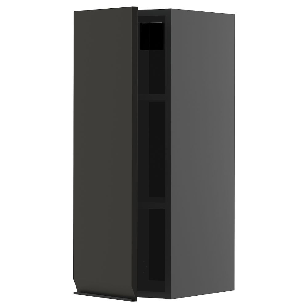 Навесной шкаф с полками, черно-серый, Upplöv матовый антрацит, 30x80 см IKEA METOD МЕТОД 795.895.58 - фото 1