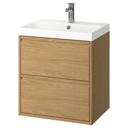 ÄNGSJÖN / BACKSJÖN Шкаф с ящиками/раковина/смеситель - под дуб 60x48x69 см