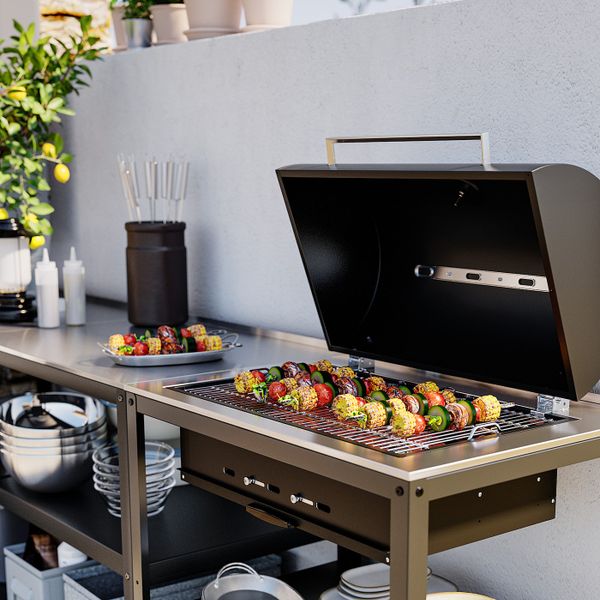 Кухня с угольным грилем, для улицы, нержавеющая сталь 172x61 см IKEA GRILLSKÄR ГРИЛЛЬСКЭР 694.003.88 - фото 3