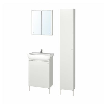Комплект мебели для ванной, 6 предм., белый/ПИЛКОН смеситель 54x40x98 см IKEA NYSJÖN НЮШЁН / BJÖRKÅN БЬЙОРКОН 194.159.43