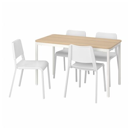 Стол и 4 стула, дуб белый/белый 130x70 см IKEA TOMMARYD ТОММАРЮД / TEODORES ТЕОДОРЕС 193.992.93