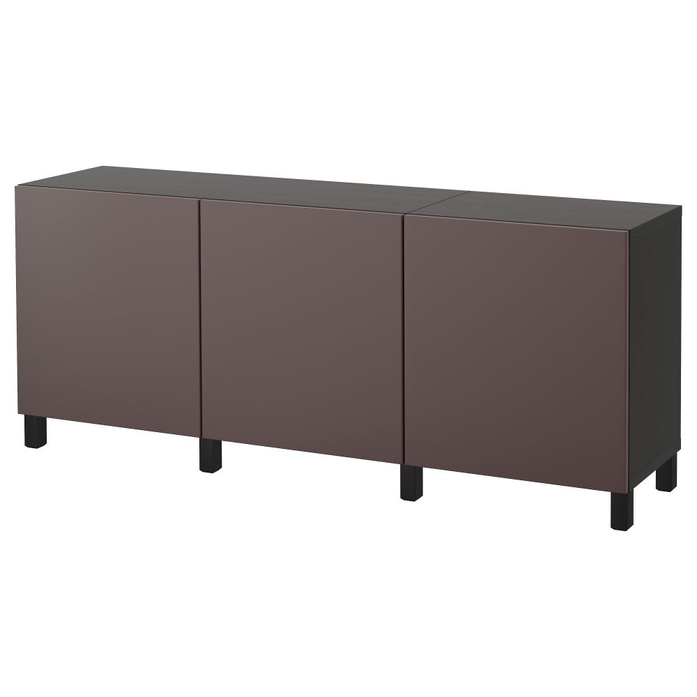 Комбинация для хранения с дверцами БЕСТО, черно-коричневый, Вальвикен темно-коричневый (180x40x74 см) - фото 1