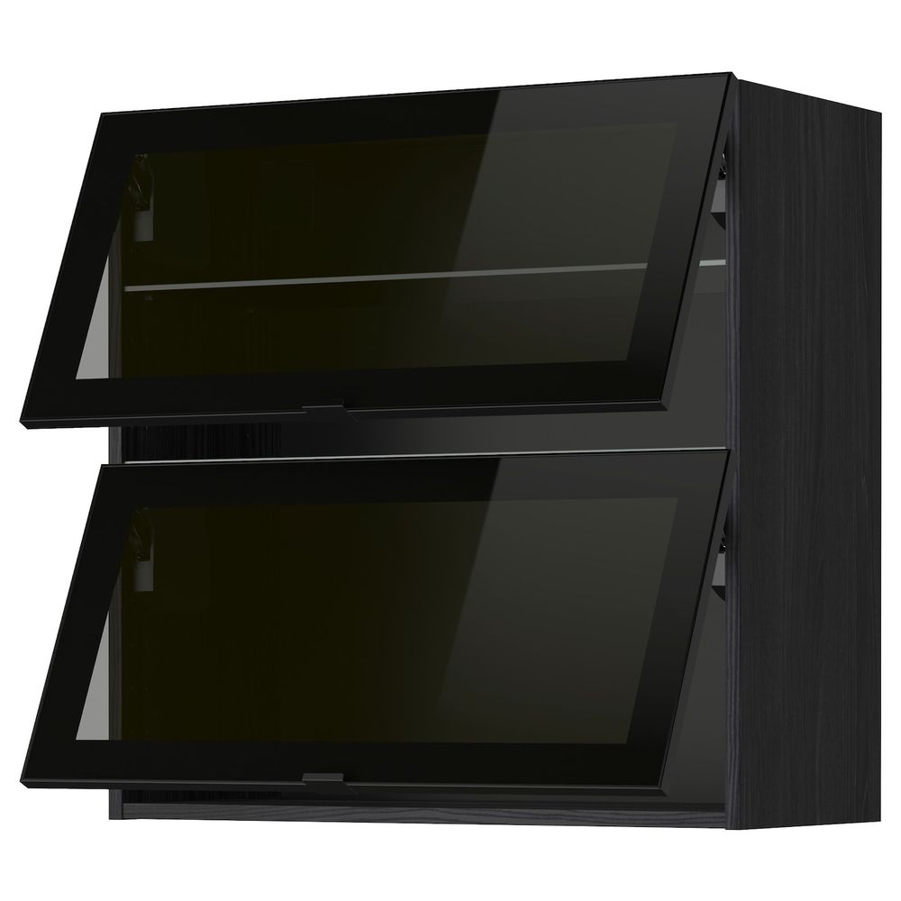 Навесной горизонтальные шкаф, 2 зеркальная дверц, черный, Ютис дымчатое стекло 80x80 см IKEA МЕТОД 393.306.17 - схема-чертеж с размерами