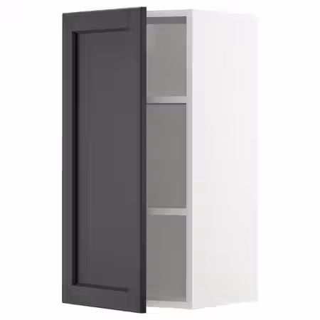 METOD Навесной шкаф с полками - белый/Lerhyttan черная морилка 40x80 см