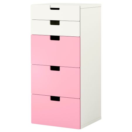 Комбинация для хранения с ящиками СТУВА, белый, розовый (60x50x128 см)