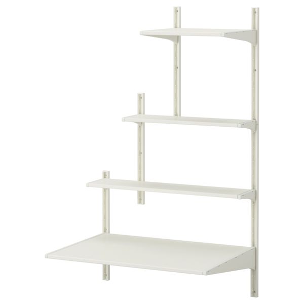 Настенная шина, полки АЛЬГОТ, белый (86x61x141 см) - схема-чертеж с размерами