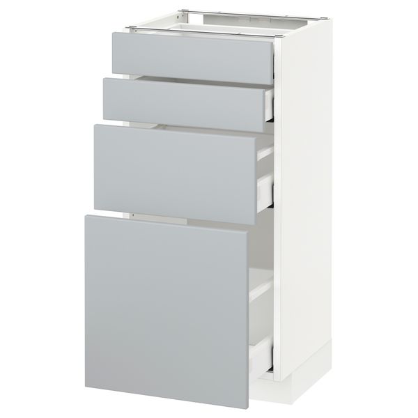 Напольный шкаф 4 фронтальных панели, 4 ящика МЕТОД / МАКСИМЕРА, белый, Веддинге серый - схема-чертеж с размерами