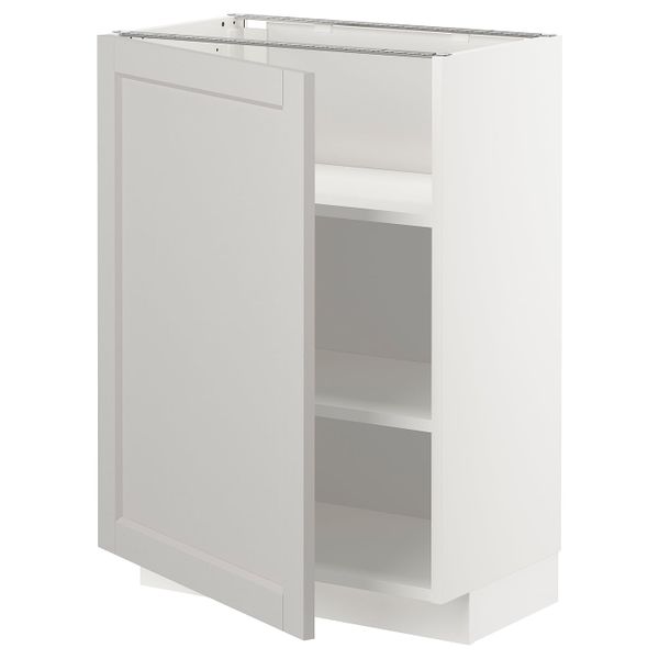 Напольный шкаф с полками, белый/Лерхюттан светло-серый 60x37 см IKEA METOD МЕТОД 192.730.57 - схема-чертеж с размерами