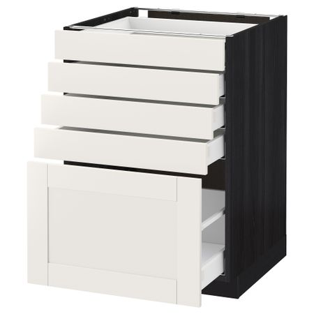 Напольный шкаф с 5 ящиками МЕТОД / МАКСИМЕРА, черный, Сэведаль белый