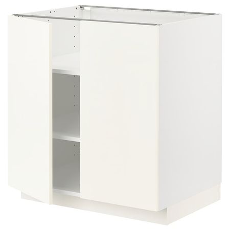 METOD Напольный шкаф с полками/2дверцами - белый/Vallstena белый 80x60 см