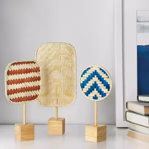 KALKKÄRR КАЛККЭРР Набор украшений, 3шт - бамбук/сосна - схема-чертеж с размерами