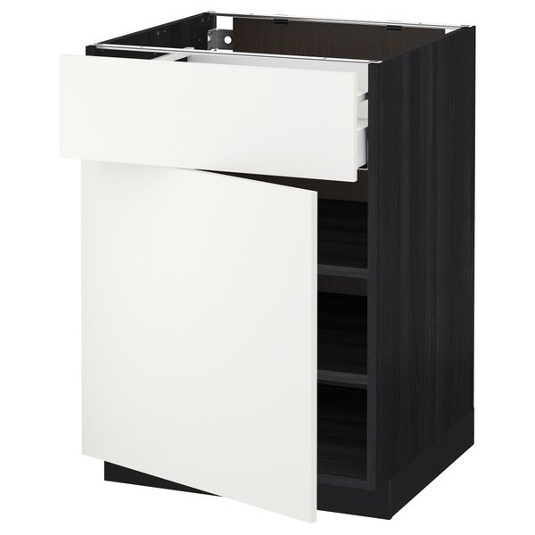 Напольный шкаф с ящиком, дверью МЕТОД / МАКСИМЕРА, черный, Хэггеби белый - схема-чертеж с размерами