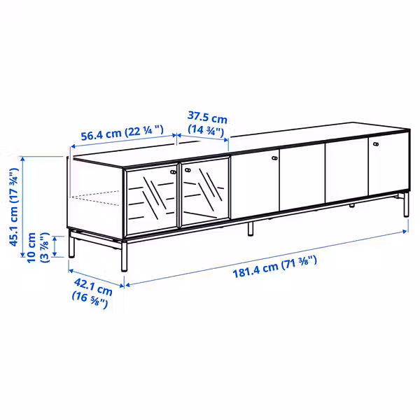 BOASTAD Шкаф для ТВ, комбинация - чёрный/дубовый шпон 181x42 см - фото 5