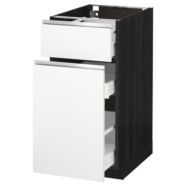 Напольный шкаф, выдвижной секцией, ящик МЕТОД / МАКСИМЕРА, черный, Нодста белый - схема-чертеж с размерами