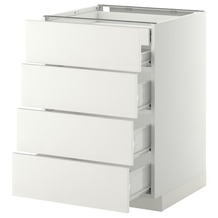 Напольный шкаф 4 фронтальных, 2 низких, 3 средних ящ, белый/Хэггеби белый 60x60 см IKEA МЕТОД / ФОРВАРА 592.619.67
