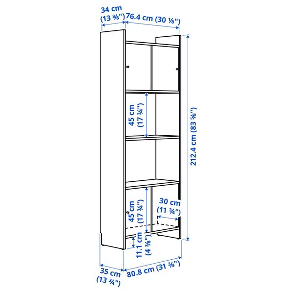 Комбинация для хранения с раздвижной дверцами IKEA LÅDMAKARE 895.639.92 - схема-чертеж с размерами
