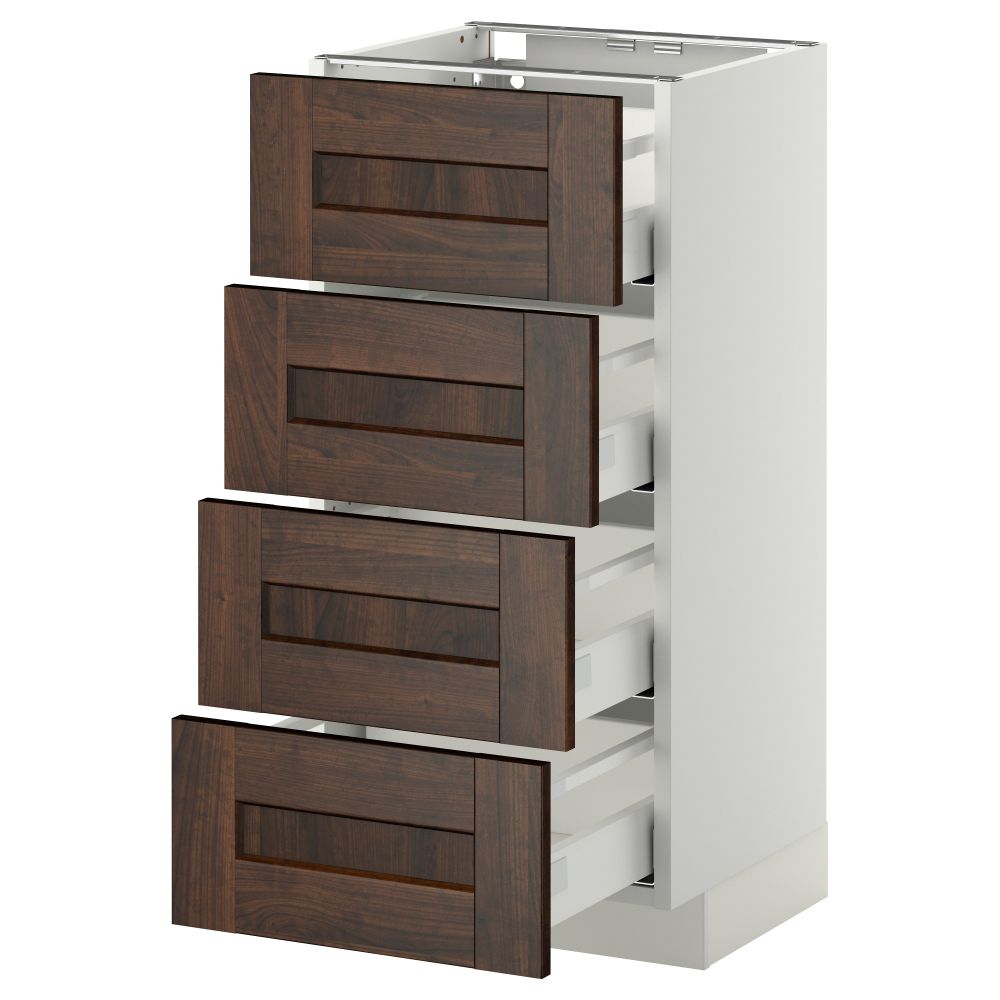 Напольный шкаф 4 фронтальных панели, 4 ящика МЕТОД / МАКСИМЕРА, белый, Эдсерум коричневый - схема-чертеж с размерами