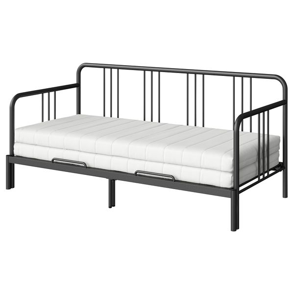 Кушетка с 2 матрасами, 80x200 см, черный, Åsvang жесткий IKEA FYRESDAL ФИРЕСДАЛЬ 694.280.90 - фото 1