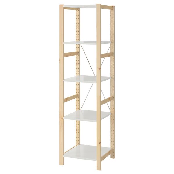 Стеллаж, сосна, металлический белый, 48x50x179 см IKEA IVAR ИВАР 995.535.01 - фото 1
