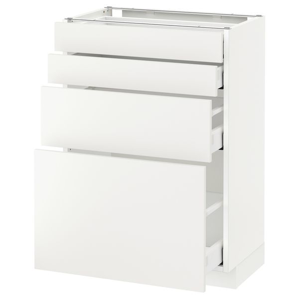 Напольный шкаф 4 фронтальных панели, 4 ящика МЕТОД / МАКСИМЕРА, белый, Хэггеби белый - схема-чертеж с размерами