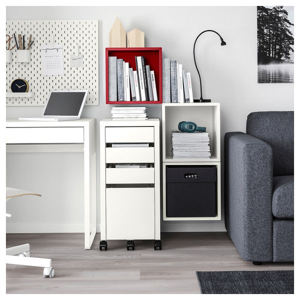 Комбинация настенных шкафов, красный, белый 105x35x70 см IKEA ЭКЕТ 892.863.44 - фото 4