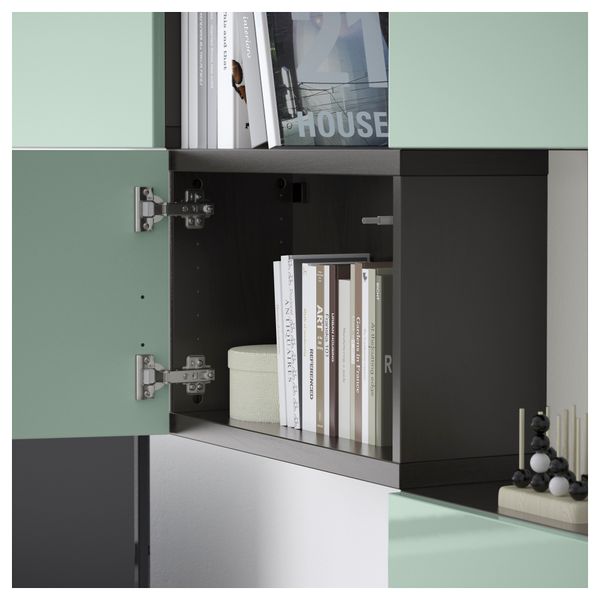 Шкаф для ТВ, комбинация БЕСТО, черно-коричневый, Сельсвикен глянцевый/серо-зеленый светлый (240x20/40x204 см) - фото 4