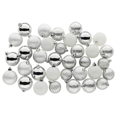 Шарики, 35 шт. ВИНТЕР 2017, белый, серебристый
