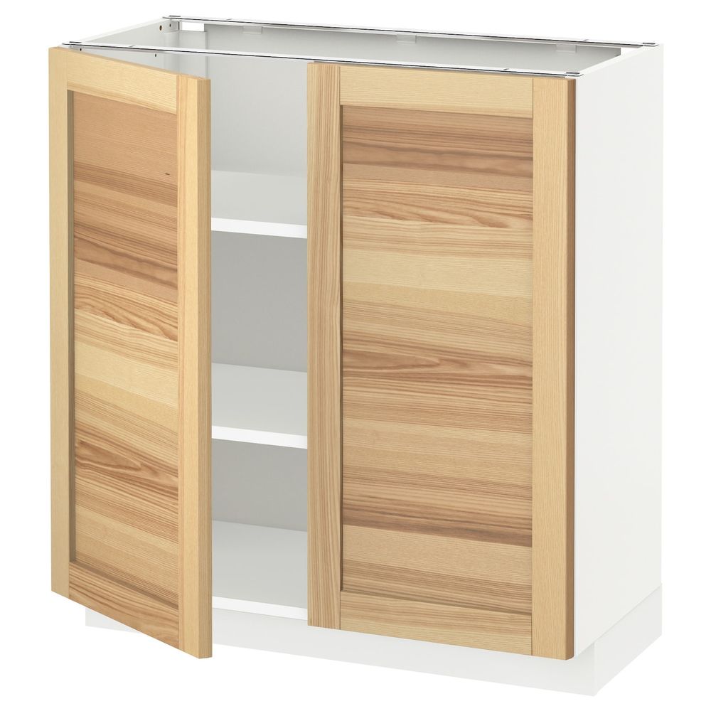 Напольный шкаф с полками/2двери, белый/Торхэмн ясень 80x37 см IKEA METOD МЕТОД 192.249.53 - схема-чертеж с размерами