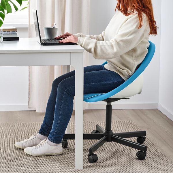 Рабочее кресло c подушкой, синий/черный IKEA ELDBERGET ЭЛДБЕРГЕТ / MALSKÄR МАЛЬСКЭР 593.318.85 - фото 3
