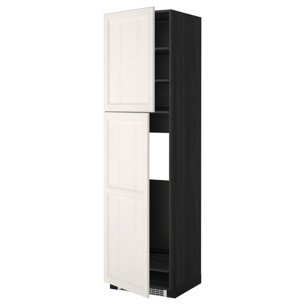 Высокий шкаф для холодильника, 2 дверцы МЕТОД, черный, Лаксарби белый - схема-чертеж с размерами