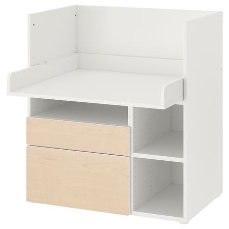 Письменный стол, белый береза/с 2 ящиками 90x79x100 см IKEA SMÅSTAD СМОСТАД 993.922.78