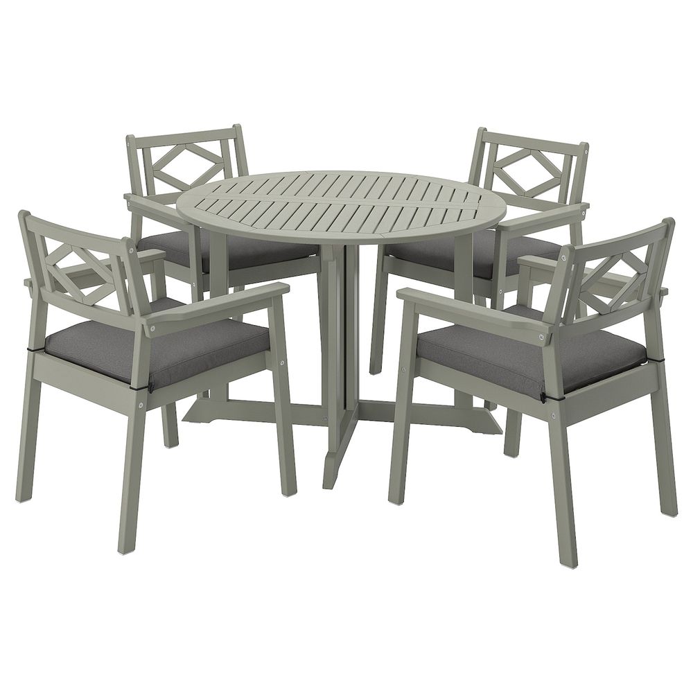 Стол + 4 кресла, для/сада, серый морилка/ФРЁСЁН/ДУВХОЛЬМЕН темно-серый IKEA БОНДХОЛЬМЕН 593.305.22 - фото 1