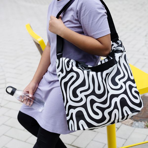 Сумка складная, с рисунком, черный белый, 48x36 см, 20 л IKEA RÄCKLA РЭККЛА 105.780.34 - схема-чертеж с размерами