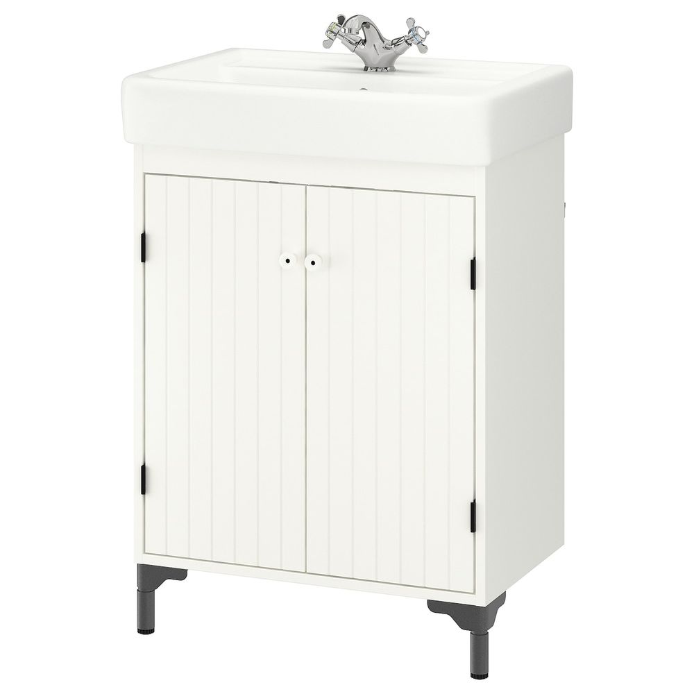 Шкаф под раковину с 2 дверец, белый 63x45x91 см IKEA SILVERÅN СИЛВЕРОН / HAMNVIKEN ХЭМНВИКЕН 592.273.27 - фото 1