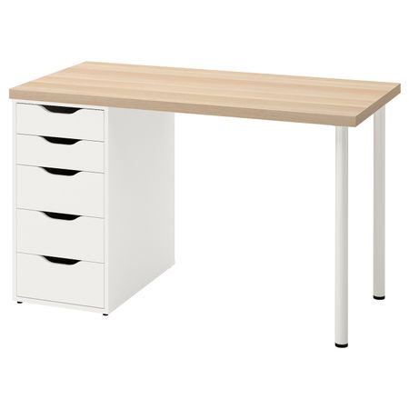 Письменный стол, под беленый дуб/белый 120x60 см IKEA LAGKAPTEN ЛАГКАПТЕН / ALEX АЛЕКС 694.169.64