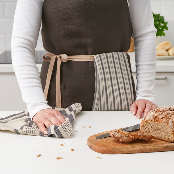 Полотенце кухонное, полоска/серый бежевый 50x70 см IKEA MARIATHERES МАРИАТЕРЕС 204.795.85 - фото 2