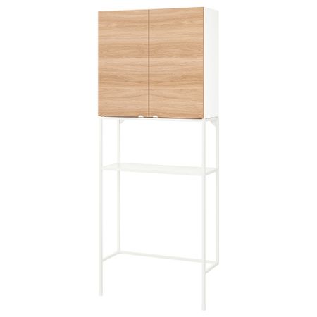 Комбинация для хранения, белый, под дуб, 80x32x204 см IKEA BEGIVENHET БЕГИВЕНХЕТ 894.774.33