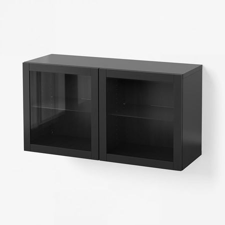 BESTÅ Комбинация настенных шкафов - черно-коричневый/Sindvik 120x42x64 см