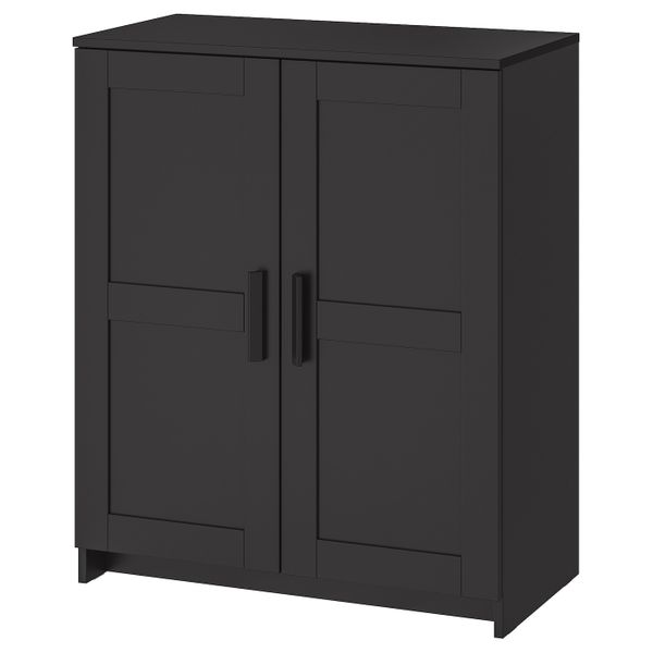 Шкаф с дверями, черный 78x95 см IKEA BRIMNES БРИМНЭС 203.842.43 - фото 1