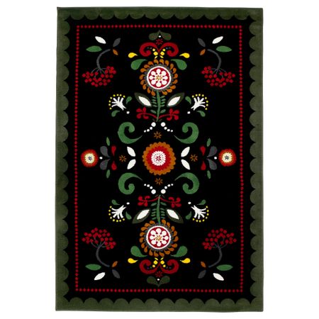 Ковер, короткий ворс ОКЕРКУЛЛА, черный, разноцветный (133x195 см)