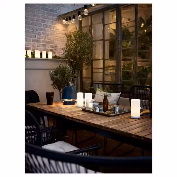 VÄSMAN Раздвижной стол, садовый - светло-коричневая морилка 135/190x74 см - фото 6