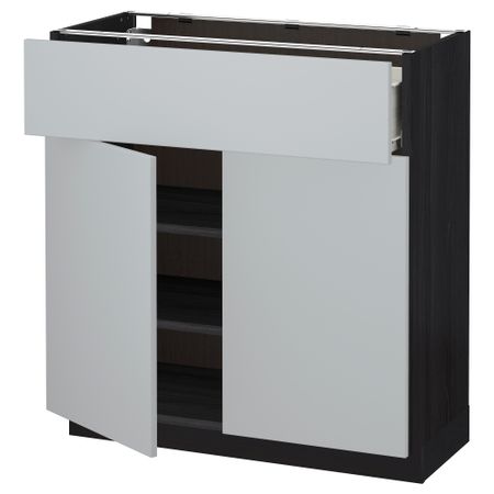 Напольный шкаф + ящик, 2 дверцы МЕТОД / ФОРВАРА, черный, Веддинге серый